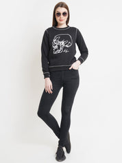 Kotty Women Black Printed Sweatshirt