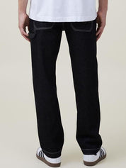 Kotty Men Black Jean Straight Fit Low-Rise Clean Look Stretchable Jeans