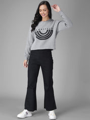 Kotty Women Grey Striped Sweatshirt