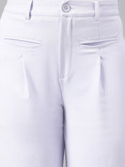 Kotty Women White Relaxed Straight Leg Fit High-Rise Easy Wash Pleated Parallel Trousers