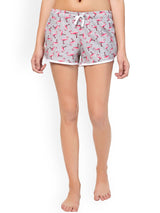 Kotty Women Grey & Pink Printed Lounge Shorts KTTSLEEPSHORTS184