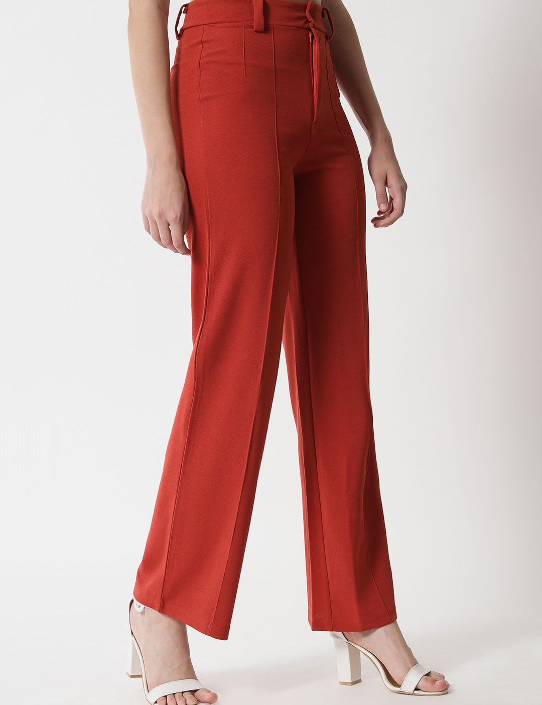 Kotty Women Pack Of 2 Relaxed Straight Fit High-Rise Easy Wash Parallel Trousers