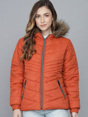 Kotty Women Orange Lightweight Puffer Jacket