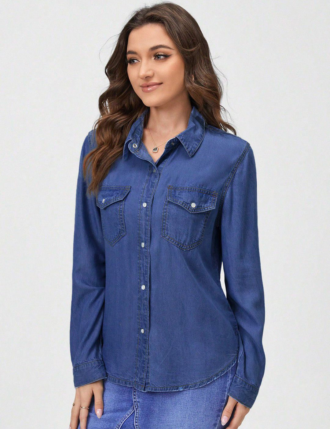 Kotty Blue Spread Collar Casual Shirt