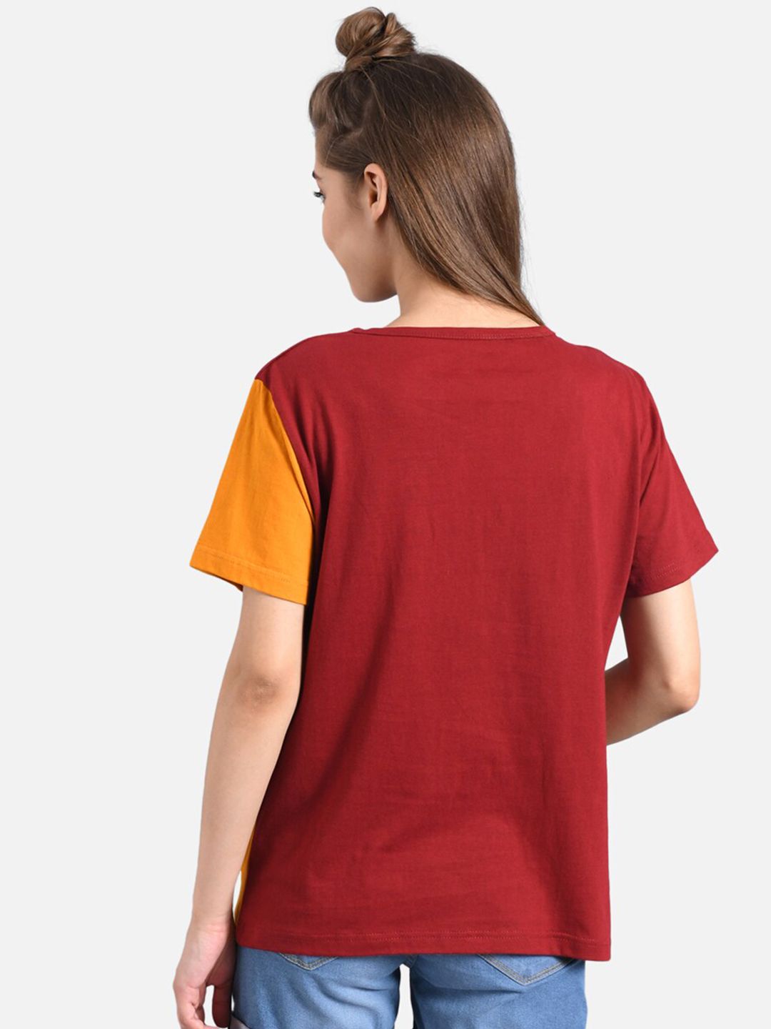 Kotty Women Pack Of 2 Yellow Colourblocked Round Neck T-shirt