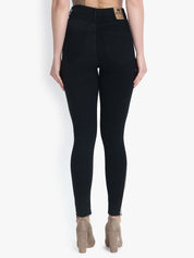 Kotty Women Black Skinny Fit High-Rise Slash Knee Jeans