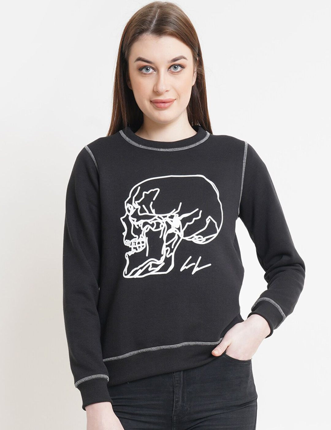 Kotty Women Black Printed Sweatshirt