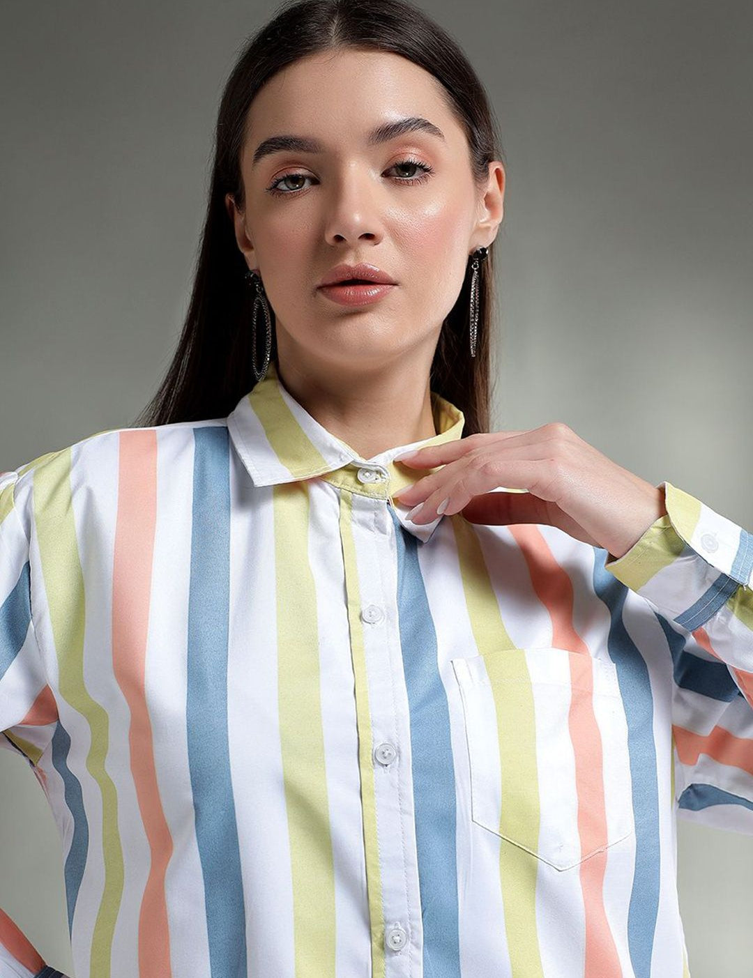 Kotty Women Spread Collar Graphic Printed Cotton Casual Shirt