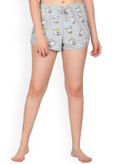 Kotty Women Grey Printed Lounge Shorts KTTSLEEPSHORTS228