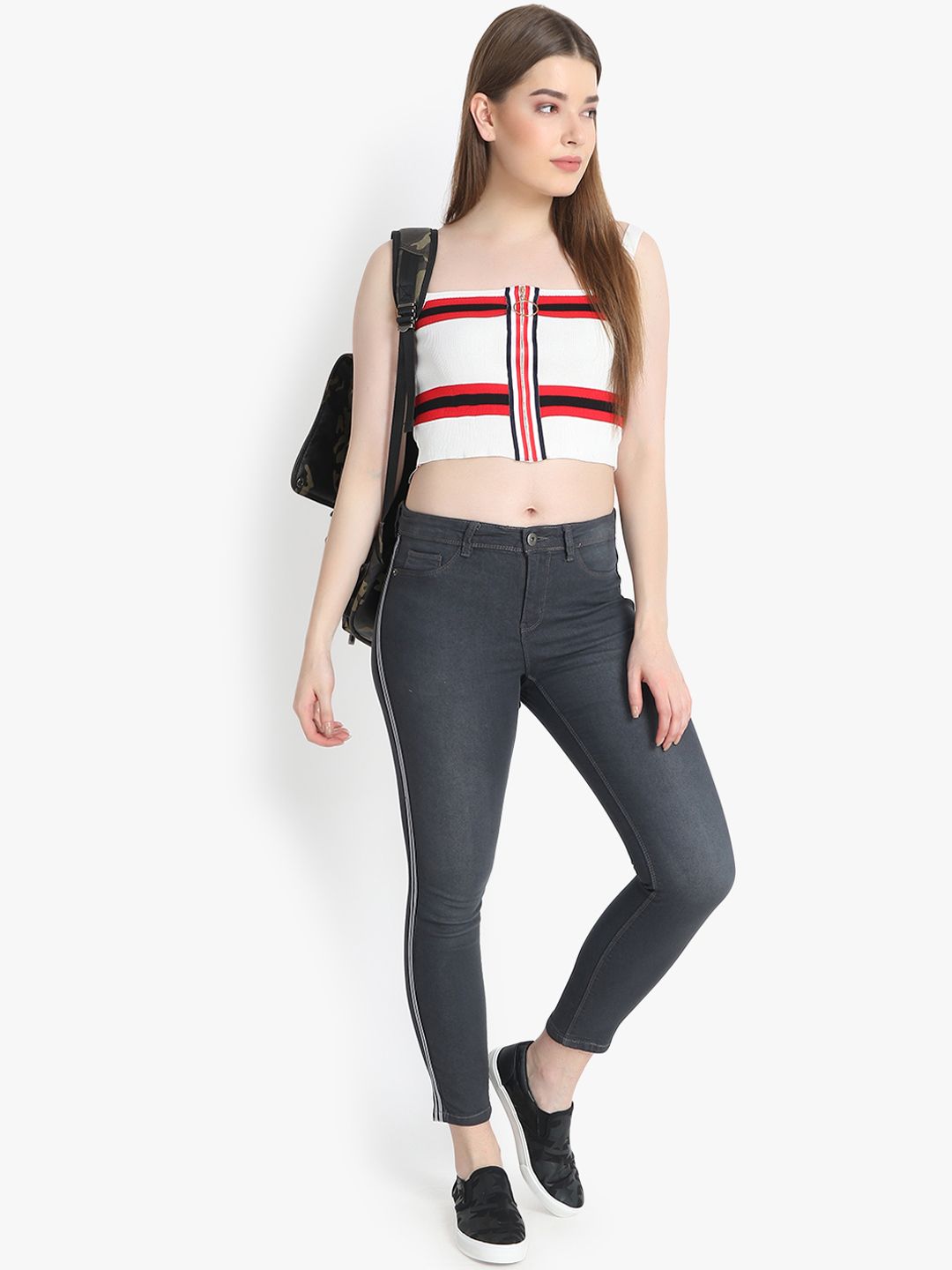 Kotty Women Grey Skinny Fit High-Rise Clean Look Jeans