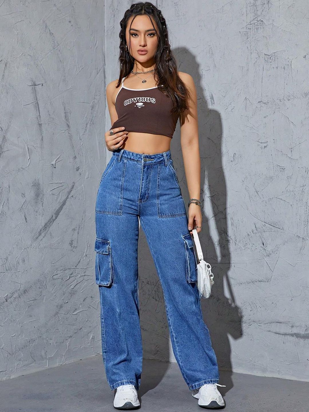 Kotty Women Blue Jean Straight Fit High-Rise Stretchable Jeans