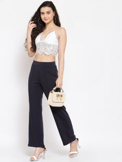 Kotty Women Black Flared High-Rise Bootcut Trousers