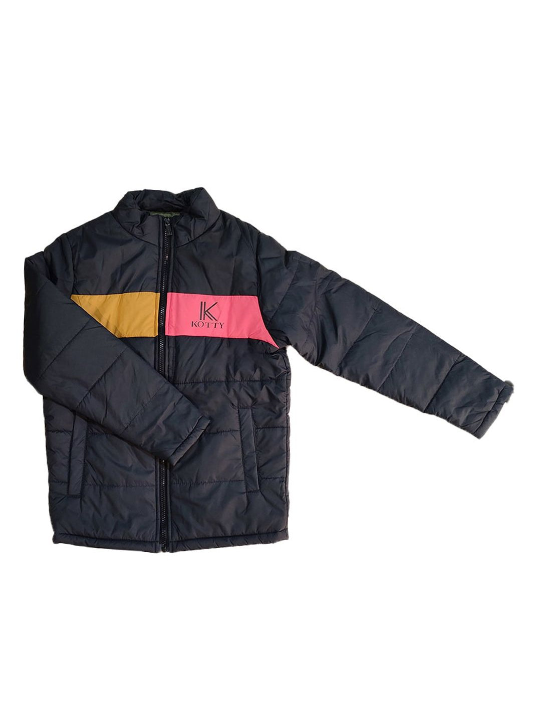 Kotty Boys Black Pink Colourblocked Puffer Jacket