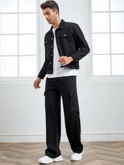 Kotty Men Jean Straight Fit Low-Rise Clean Look Stretchable Cargo Jeans