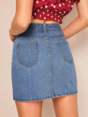 Kotty Cotton Lycra Denim A-Line Mini Skirt