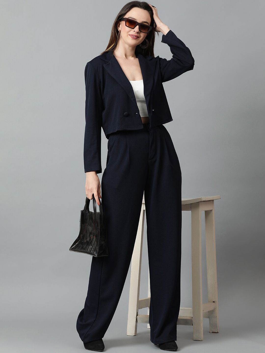 KOTTY BIZwear Basics Notched Lapel Collar Blazer With Trousers