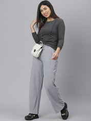 Kotty Women Grey Solid Straight-Fit Track Pants