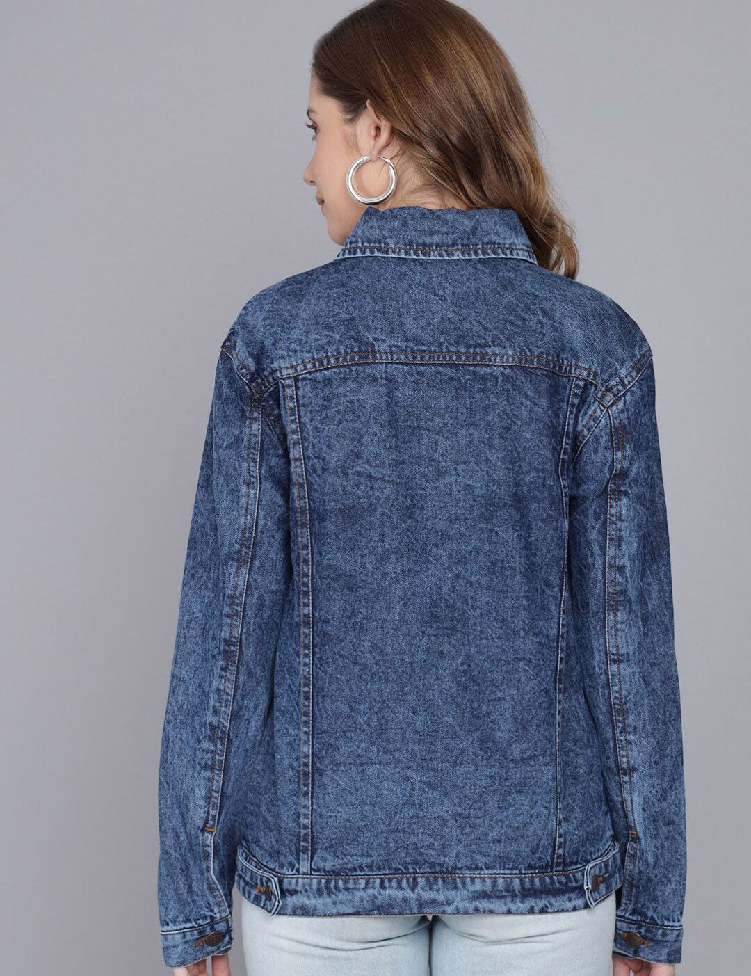Kotty Women Blue Denim Jacket with Patchwork