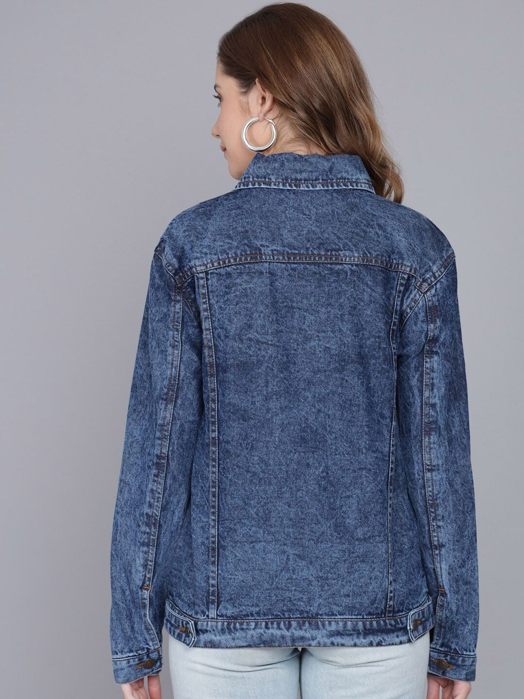 Kotty Women Blue Denim Jacket with Patchwork