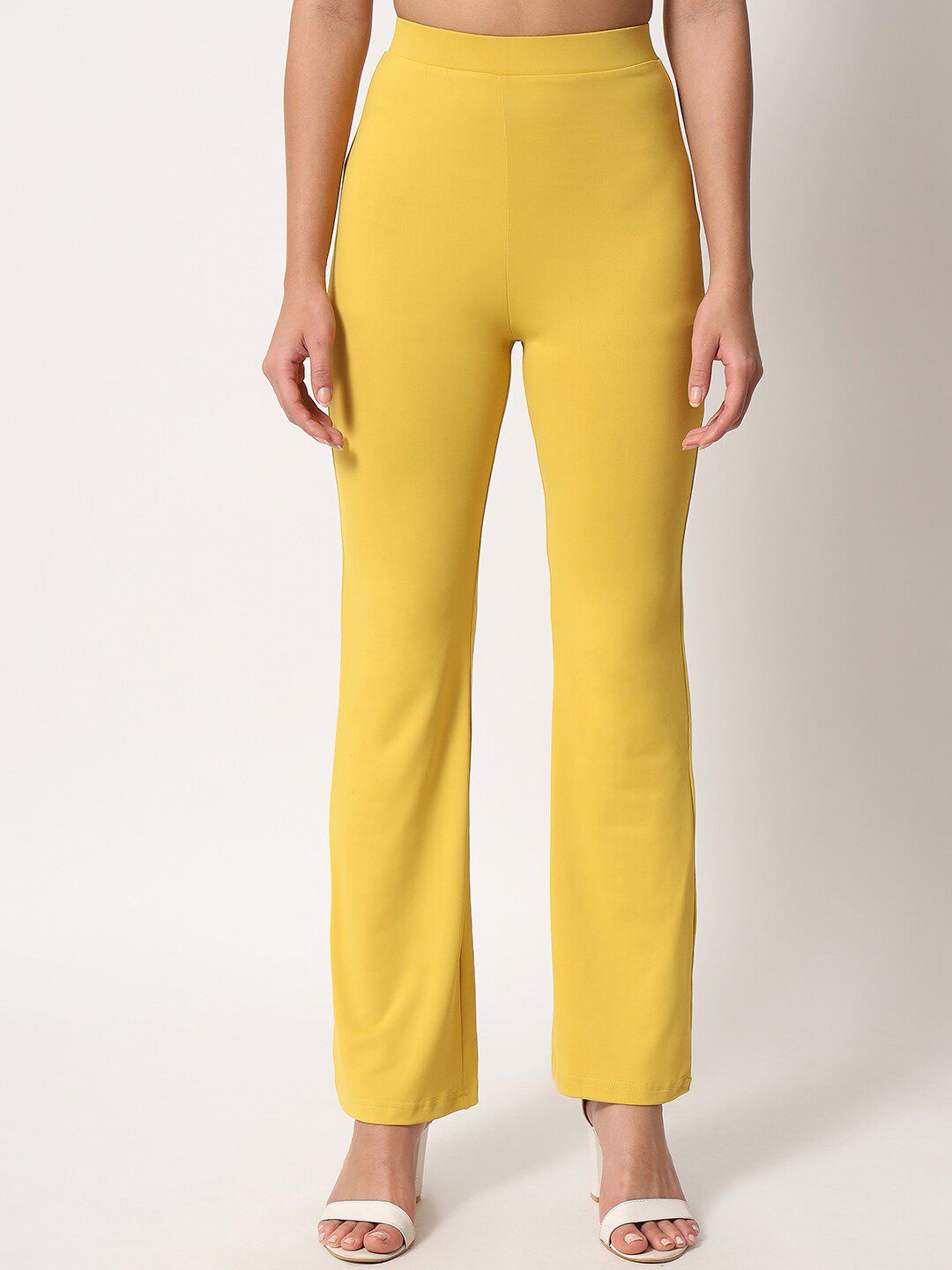 Kotty Women Yellow Relaxed Straight Leg High-Rise Easy Wash Trouser