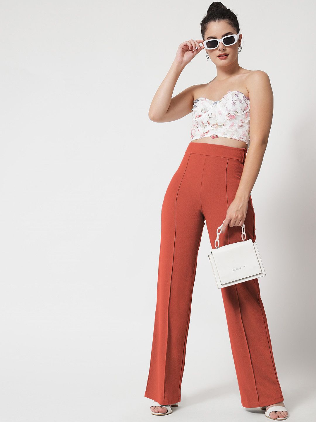 Kotty Women Pack Of 2 Relaxed Straight Fit High-Rise Easy Wash Trousers