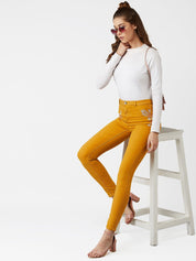Kotty Women Yellow Skinny Fit High-Rise Clean Look Jeans