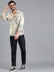 Kotty New Relaxed Fit Abstract Printed Spread Collar Casual Shirt