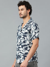 Kotty Men Cuban Collar Abstract Printed Casual Shirt