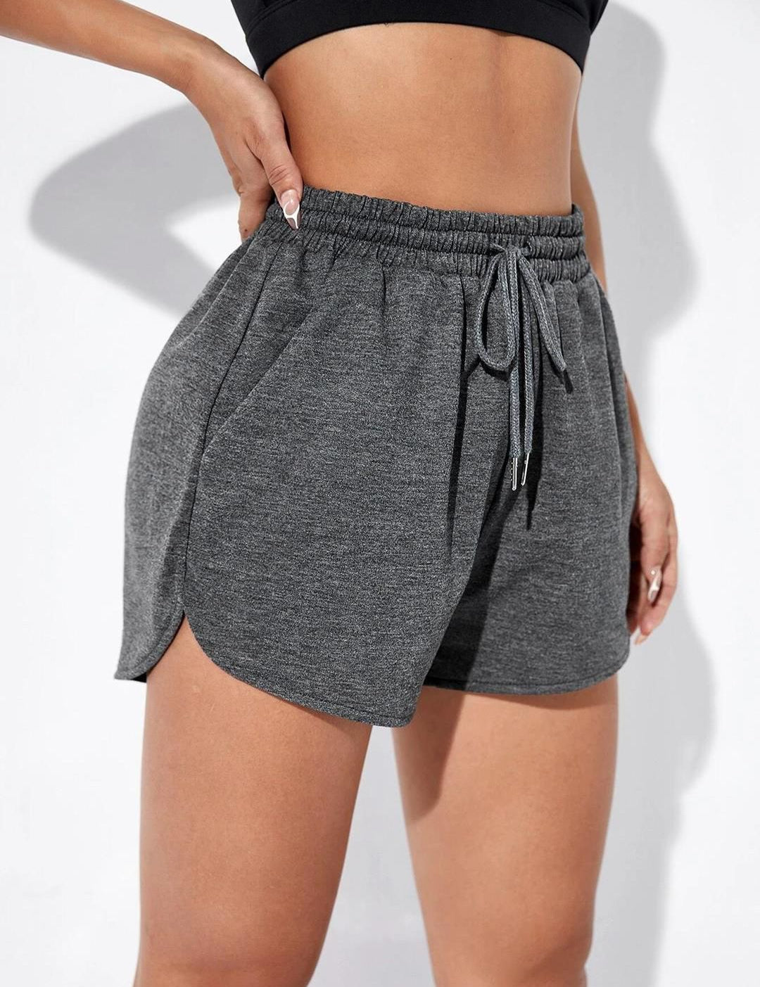 KOTTY Basics Women Grey Mid-Rise Running Sports Shorts