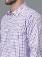 Kotty White & Blue New Gingham Checks Checked Spread Collar Casual Shirt