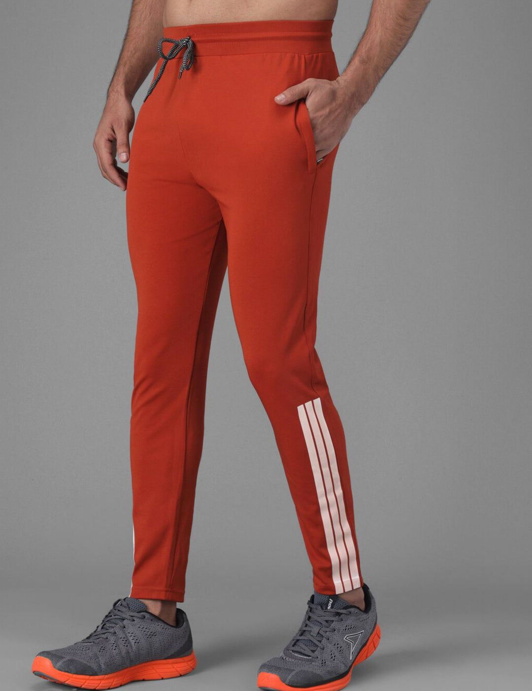 Kotty Men Orange & White Solid Track Pants