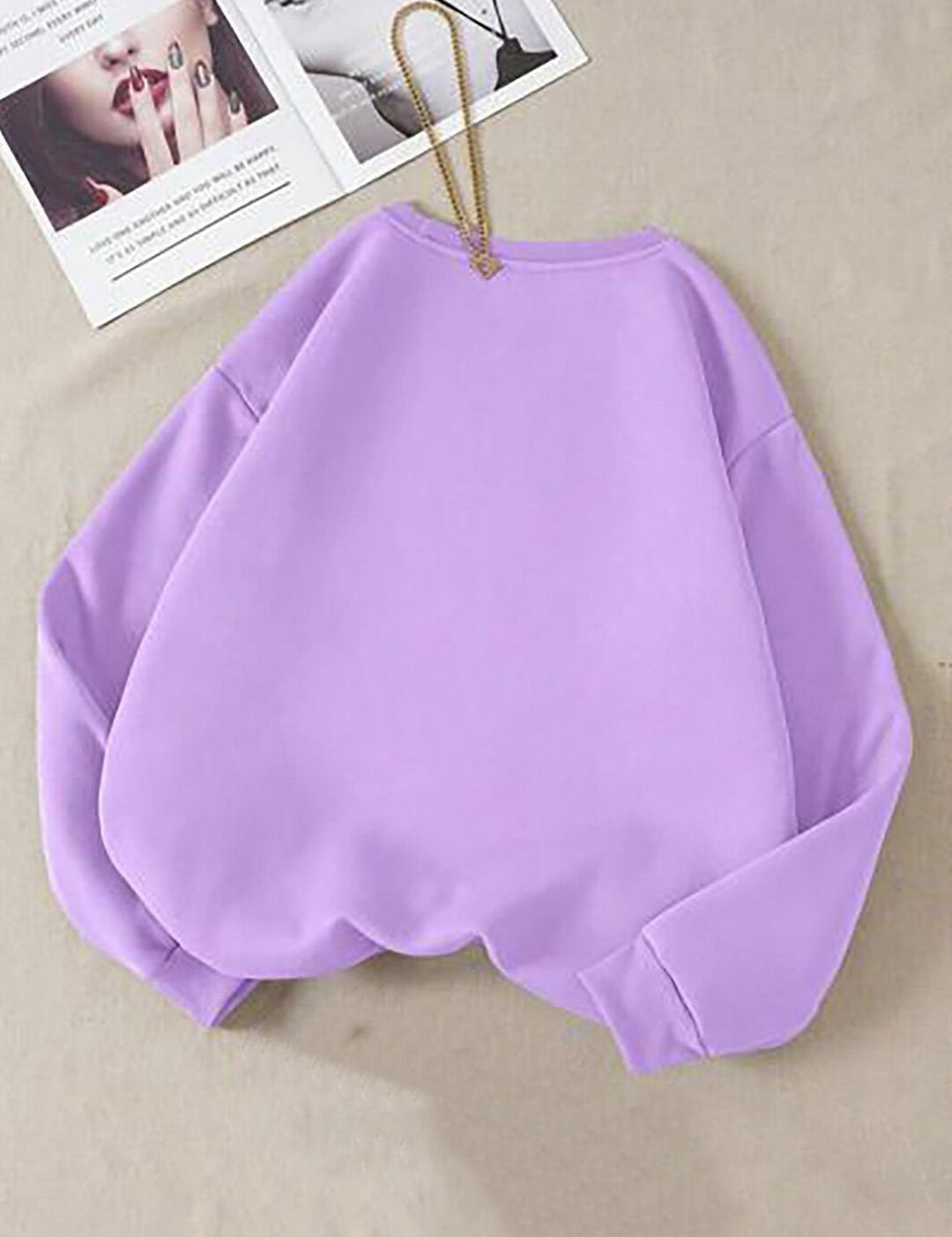 Kotty Purple Typography Printed Fleece Pullover