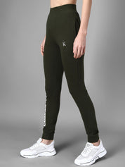 Kotty Women Olive Green & White Printed Joggers