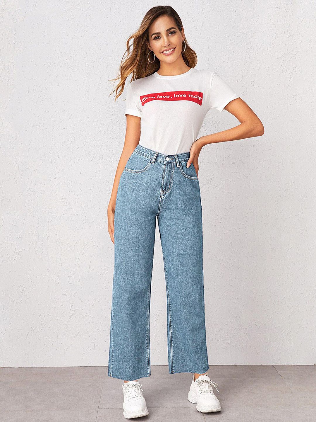 Kotty Women Straight Fit High-Rise Light Shade Stretchable Cotton Lycra Blend Jeans