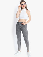 Kotty Women Charcoal Grey Skinny Fit High-Rise Clean Look Jeans