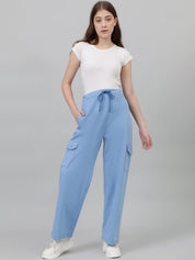 Kotty Women Blue Mid-Rise Straight-Fit Track Pants