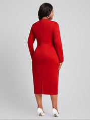 CURVE BY KOTTY Plus Size Peplum Midi Dress