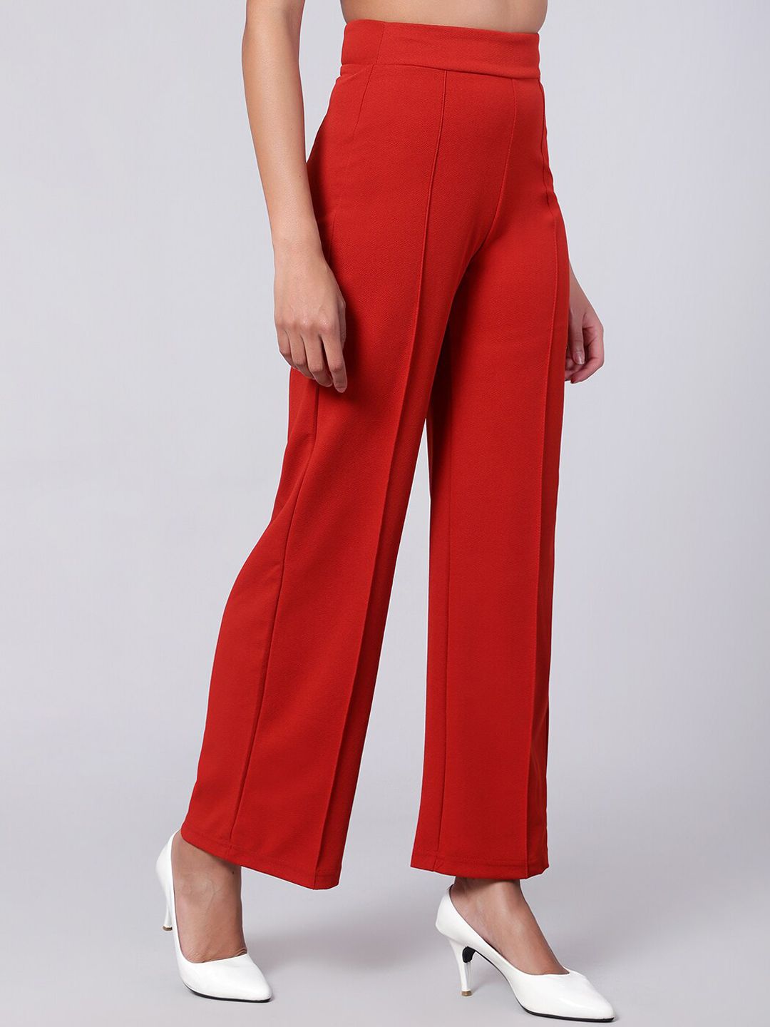 Kotty Women Pack Of 2 Relaxed Straight Leg High-Rise Easy Wash Parallel Trousers