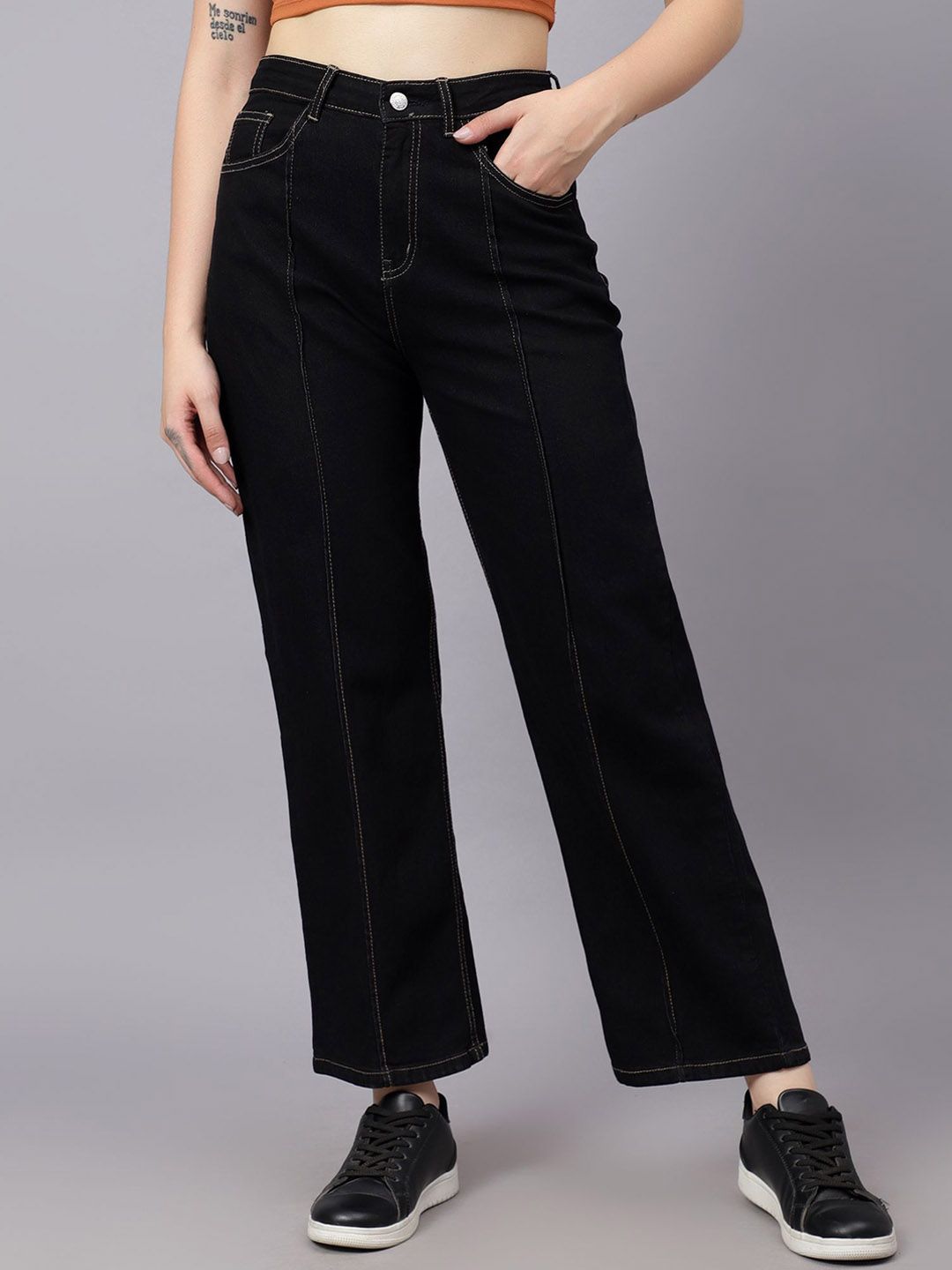 KOTTY Basics Women Straight Fit High-Rise Stretchable Jeans