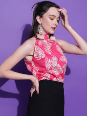 Kotty Women Tropical Printed Halter Neck  Top