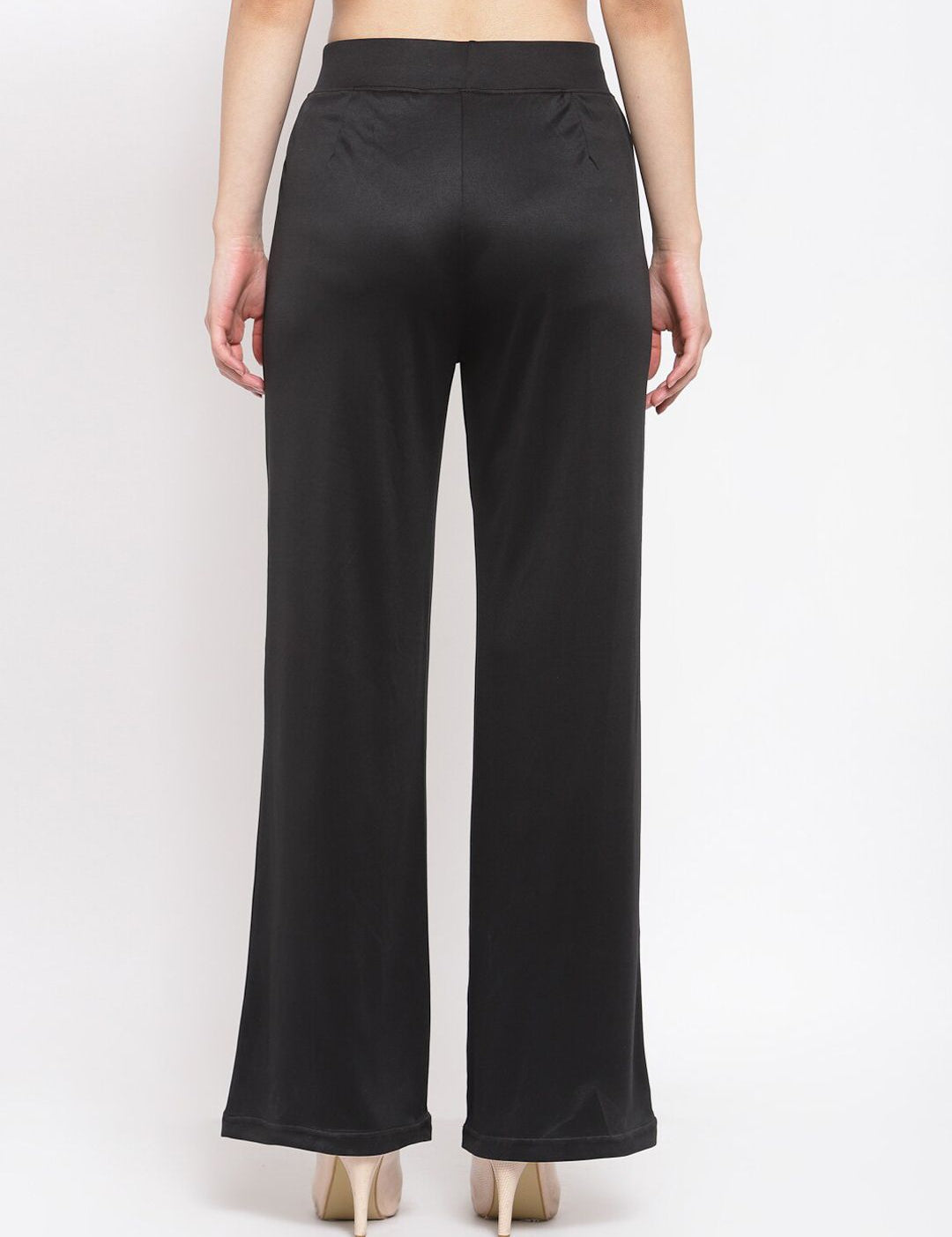 Kotty Women Black Flared High-Rise Parallel Trousers Parallel Trousers