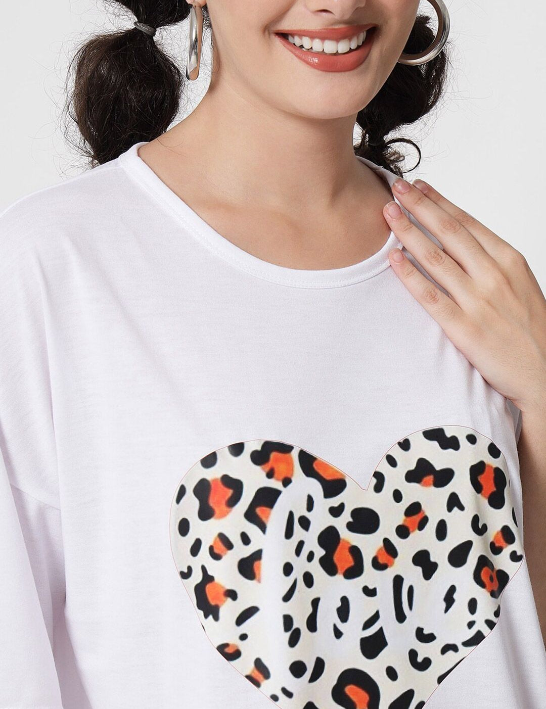 Kotty Women White Typography Printed Oversized  T-shirt