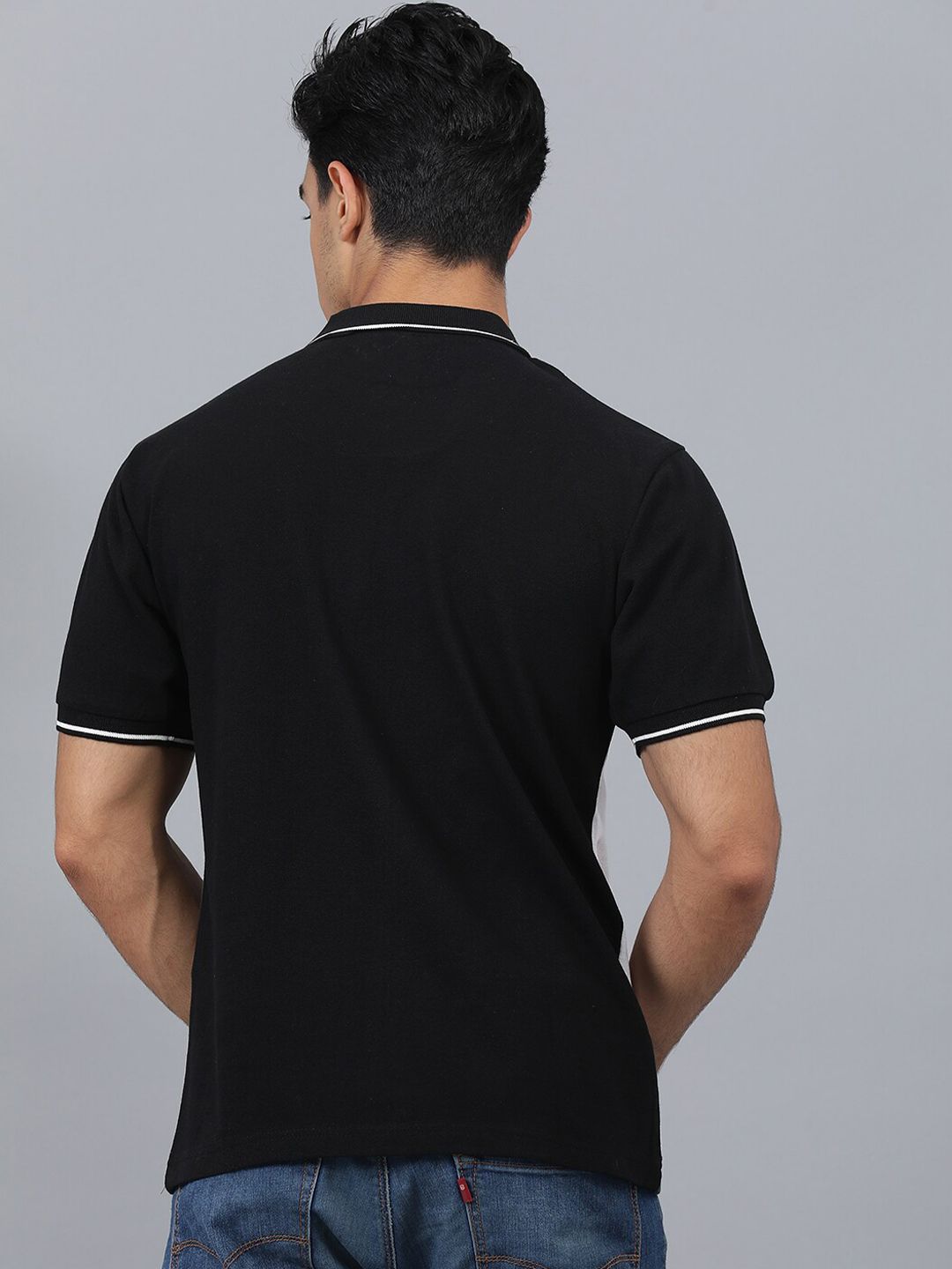 Kotty Colourblocked Polo Collar Regular Fit Cotton T-Shirt