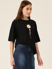Kotty Graphic Printed Drop-Shoulder Sleeves Oversized T-shirt