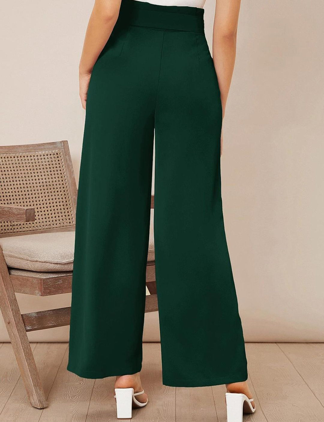 KOTTY BIZwear Women Relaxed Straight Leg High-Rise Easy Wash Pleated Trousers