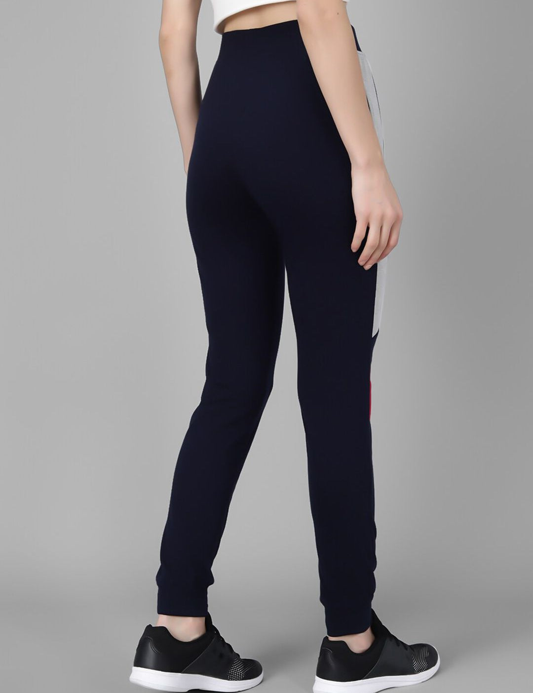 Kotty Women Navy Blue Solid Joggers with Side Stripes