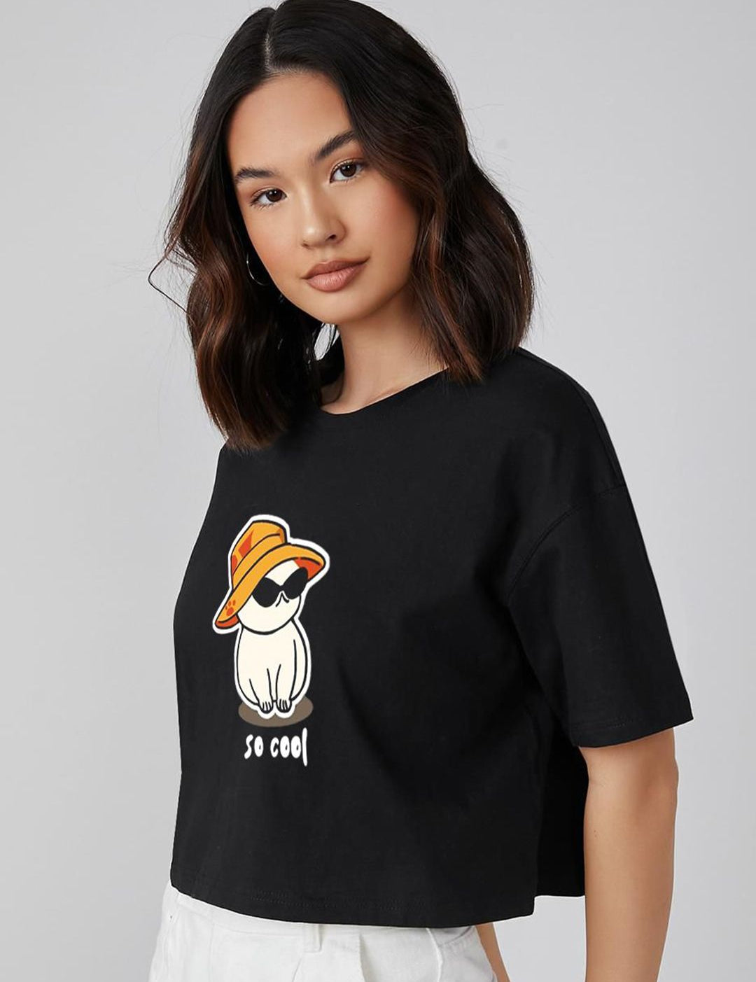 Kotty Graphic Printed Drop-Shoulder Sleeves T-shirt