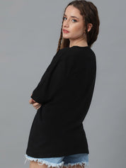 Kotty Graphic Printed Round Neck  Drop-Shoulder Sleeves Pure Cotton Oversized T-shirt