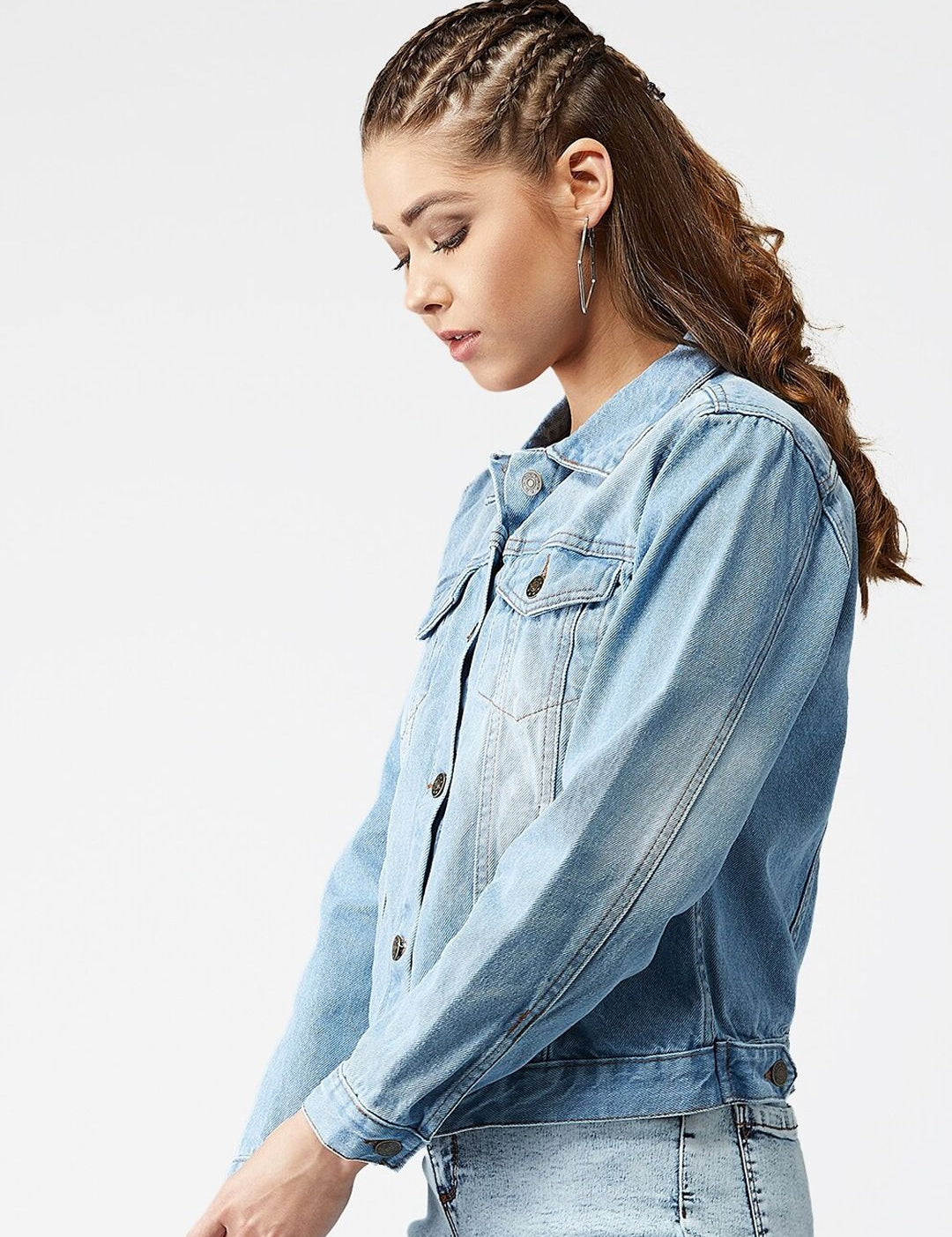 Kotty Women Blue Solid Denim Jacket