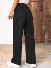 Kotty Black Women Jean Straight Fit High-Rise Clean Look Stretchable Jeans